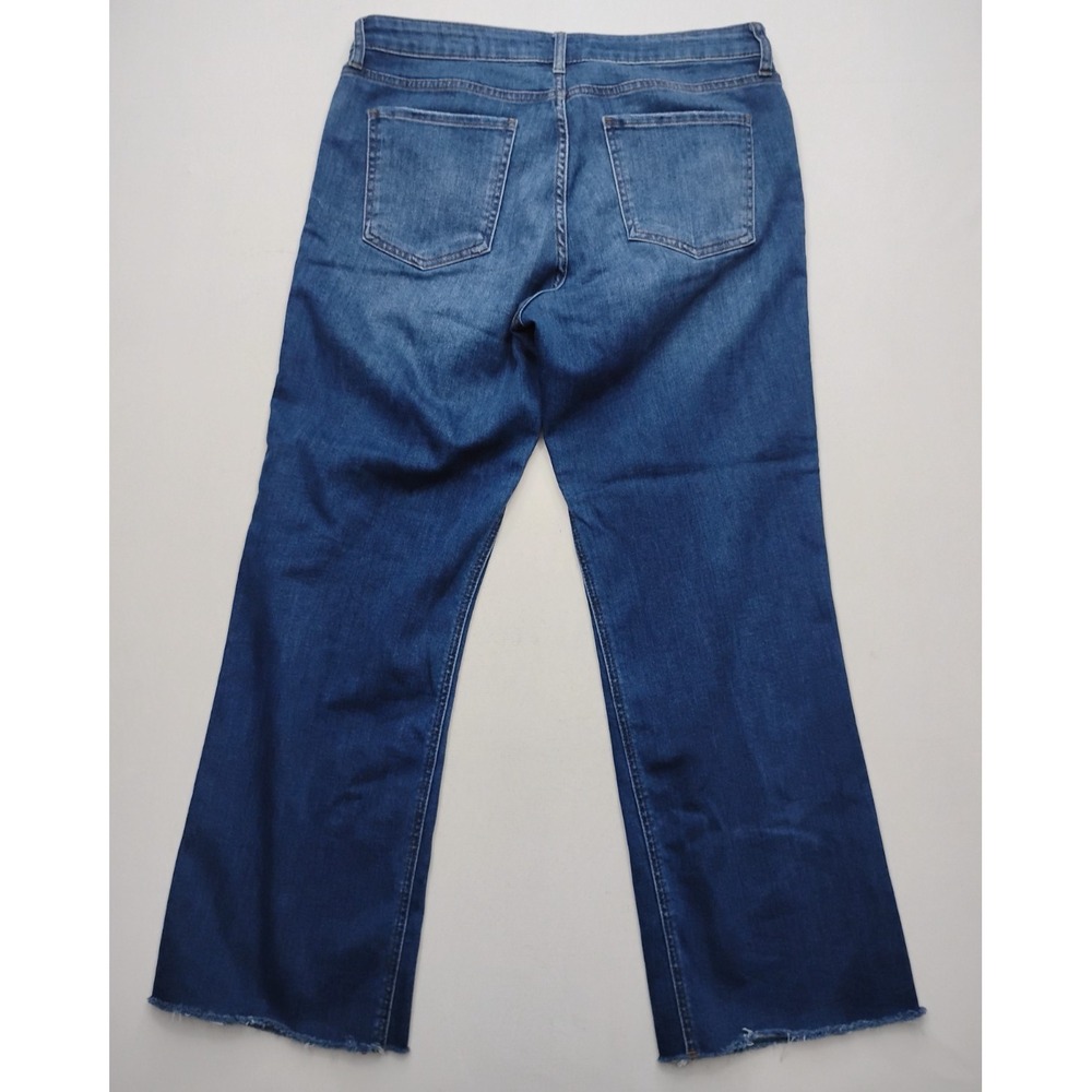 Kut from the Kloth Kelsey Fab Ab Ankle Flare Jeans 14 High Rise Raw Hem Blue Raw